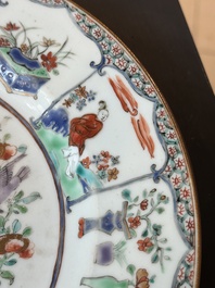 A Dutch-decorated Chinese famille verte armorial 'Provinces' dish with the arms of the province of Zeeland, Kangxi/Yongzheng