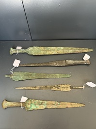 Four bronze daggers and a sword, Luristan and Syria, 1st C. B.C.