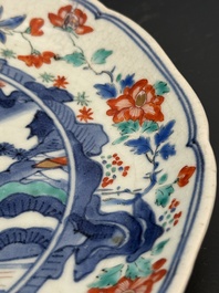 A Japanese Hizen ware Kakiemon-style 'riverside landscape' plate, Edo, 17/18th C.