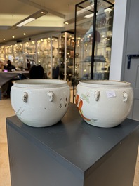A Chinese famille verte vase, two famille rose jars and three covered jars, 19th C.