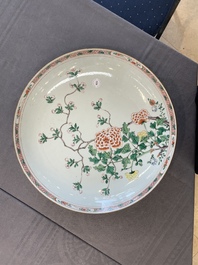 A Chinese famille verte dish with floral design, Kangxi