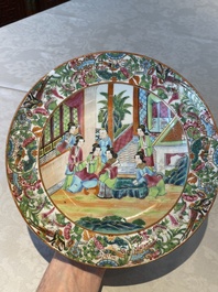 Six Chinese Canton famille rose deep plates with narrative design, 19th C.
