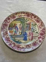 A pair of unusual and fine Chinese Canton famille rose dishes, 19th C.