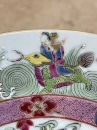 Seven fine Chinese Canton famille rose dishes and plates, 19th C.