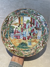 Six Chinese Canton famille rose deep plates with narrative design, 19th C.