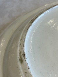 A Chinese Canton famille rose plate, a famille rose vase and a saucer, Qianlong and later
