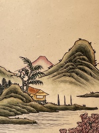 A Chinese Canton enamel plaque and large dish, Qianlong mark, 19th C.