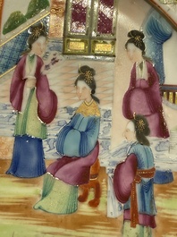 Two Chinese Canton famille rose plates and a ewer, 18/19th C.