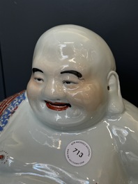 A Chinese famille rose Buddha, Zhu Mao Ji Zao 朱茂記造 mark, Republic