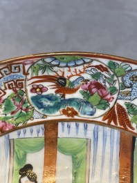 Six Chinese Canton famille rose deep plates with narrative design, 19th C.