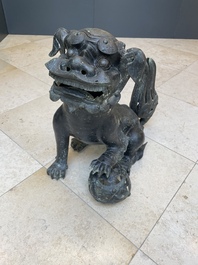 A large Chinese bronze 'Buddhist lion' censer, Ming