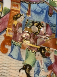Six Chinese Canton famille rose deep plates with narrative design, 19th C.