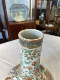 Three Chinese Canton famille rose vases with narrative design, 19th C.