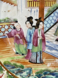 Six Chinese Canton famille rose deep plates with narrative design, 19th C.