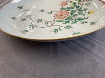 A Chinese famille verte dish with floral design, Kangxi