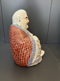 A Chinese famille rose Buddha, Zhu Mao Ji Zao 朱茂記造 mark, Republic