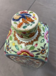 A pair of Chinese blue and white square flasks with European overdecoration, Kangxi