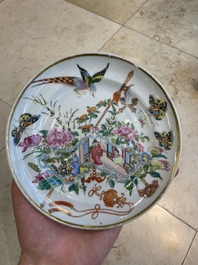 Seven fine Chinese Canton famille rose dishes and plates, 19th C.