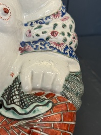 A Chinese famille rose Buddha, Zhu Mao Ji Zao 朱茂記造 mark, Republic