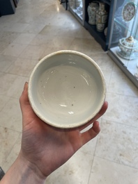 A rare Chinese blue and white 'figures' jar and cover, Kangxi mark, 19th C.