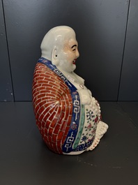 Three Chinese famille rose Buddhas, Zhu Mao Ji Zao 朱茂記造 mark, Republic