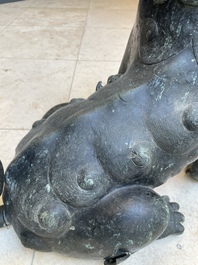 A large Chinese bronze 'Buddhist lion' censer, Ming