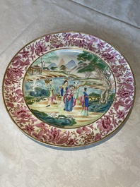 A pair of unusual and fine Chinese Canton famille rose dishes, 19th C.