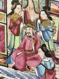 Six Chinese Canton famille rose deep plates with narrative design, 19th C.