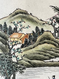 A Chinese Canton enamel plaque and large dish, Qianlong mark, 19th C.