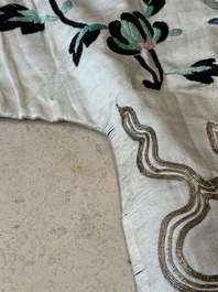 A Chinese gilt-metal embroidered silk 'animals' children's robe, 19/20th C.
