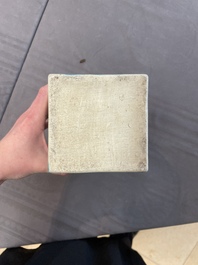 A pair of Chinese blue and white square flasks with European overdecoration, Kangxi
