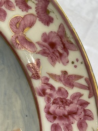 A pair of unusual and fine Chinese Canton famille rose deep dishes, 19th C.