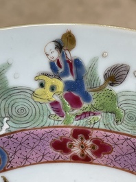 Seven fine Chinese Canton famille rose dishes and plates, 19th C.