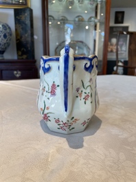 Two Chinese Canton famille rose plates and a ewer, 18/19th C.