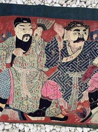 A Chinese embroidered 'Eight Immortals' silk panel, 19th C.