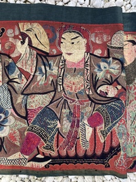 A Chinese embroidered 'Eight Immortals' silk panel, 19th C.