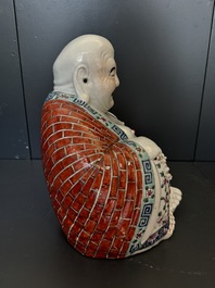A Chinese famille rose Buddha, Zhu Mao Ji Zao 朱茂記造 mark, Republic