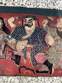 A Chinese embroidered 'Eight Immortals' silk panel, 19th C.