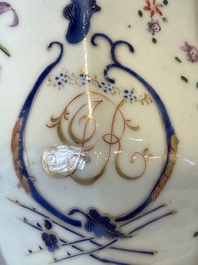 Two Chinese Canton famille rose plates and a ewer, 18/19th C.