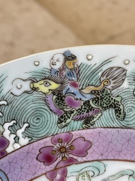 Seven fine Chinese Canton famille rose dishes and plates, 19th C.
