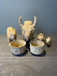 A varied collection of four terracotta animal sculptures and two bowls, Indus Valley, Iran, Pakistan and Afghanistan, 29th/3rd C. B.C.