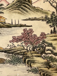 A Chinese Canton enamel plaque and large dish, Qianlong mark, 19th C.