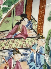 Six Chinese Canton famille rose deep plates with narrative design, 19th C.