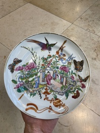 Seven fine Chinese Canton famille rose dishes and plates, 19th C.