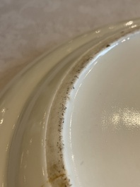 Two Chinese Canton famille rose plates and a ewer, 18/19th C.
