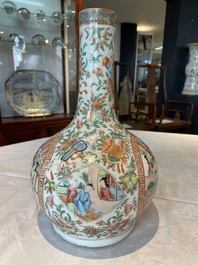 Three Chinese Canton famille rose vases with narrative design, 19th C.
