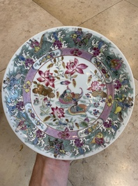 Seven fine Chinese Canton famille rose dishes and plates, 19th C.