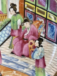Six Chinese Canton famille rose deep plates with narrative design, 19th C.