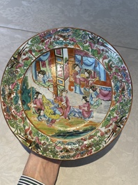 Six Chinese Canton famille rose deep plates with narrative design, 19th C.