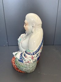 Three Chinese famille rose Buddhas, Zhu Mao Ji Zao 朱茂記造 mark, Republic